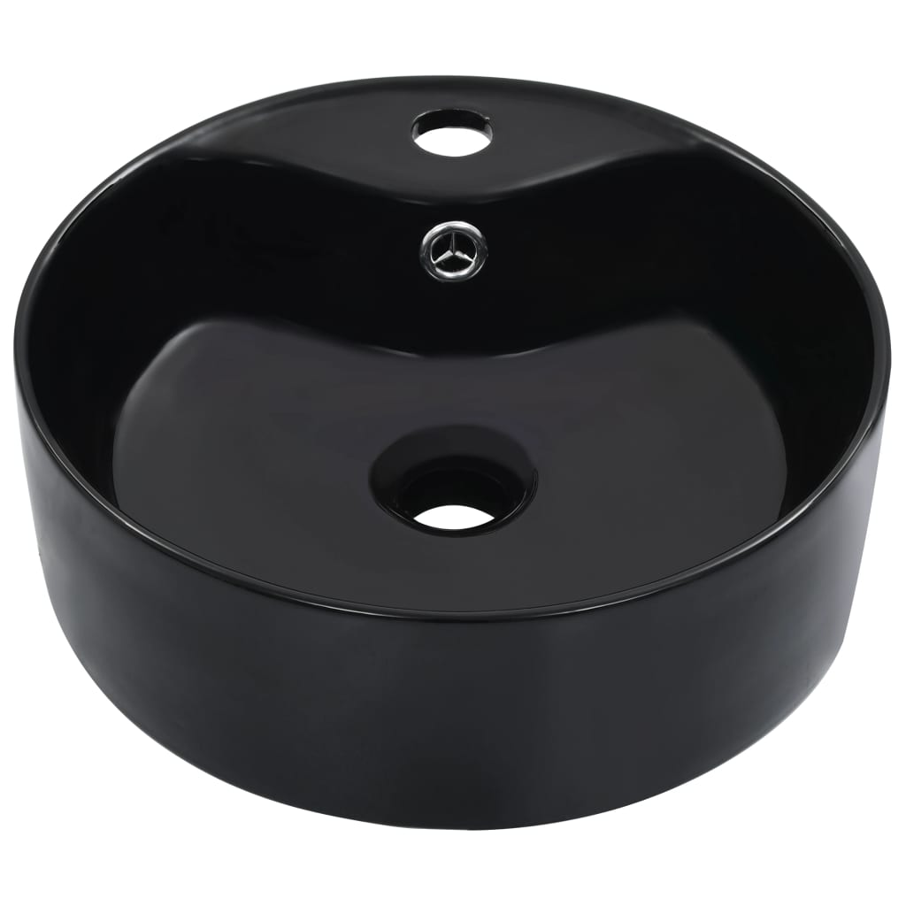 Lavabo avec trop-plein 36x13 cm céramique noir