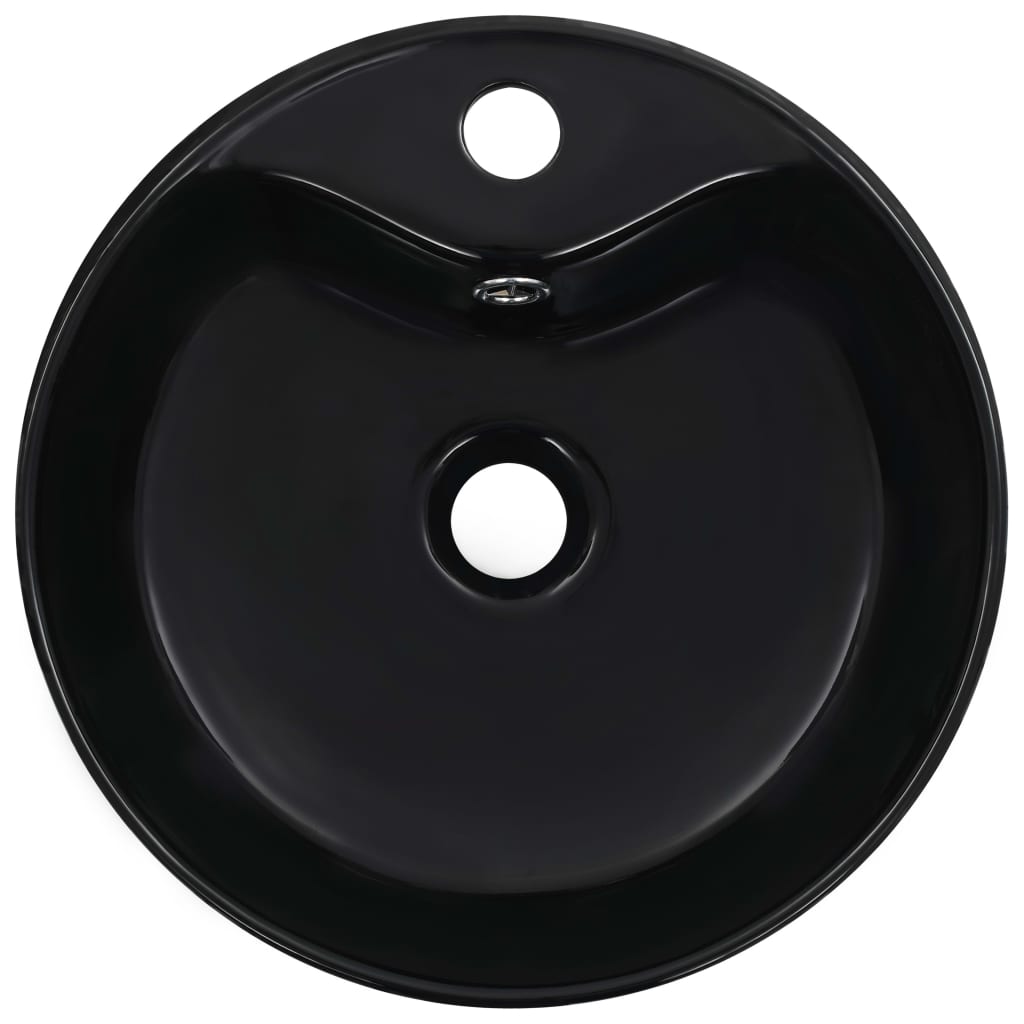 Lavabo avec trop-plein 36x13 cm céramique noir