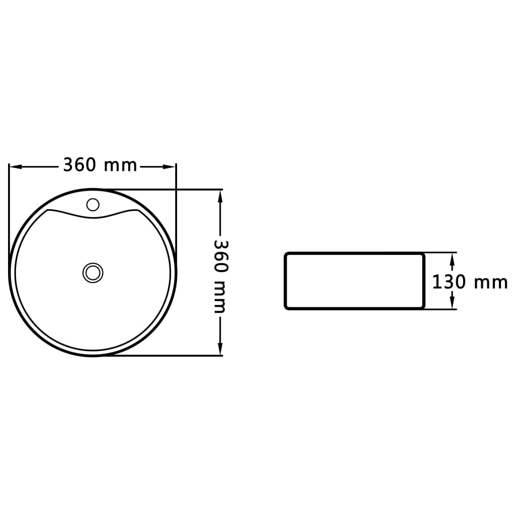 Wastafel met overloop 36x13 cm keramiek