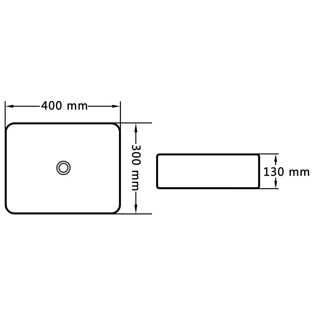 Wasbak 48x37x13 rechthoekig keramiek