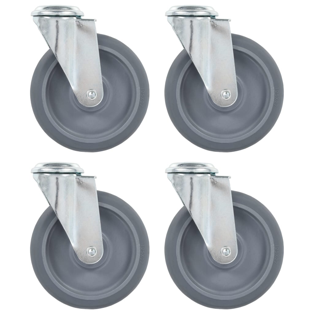 Roulettes pivotantes avec trous de boulons 4 pcs 125 mm