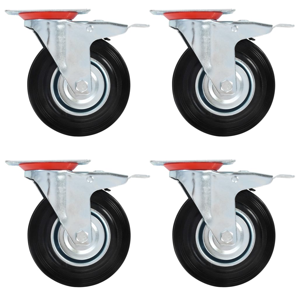 Roulettes pivotantes avec double frein 4 pcs 125 mm