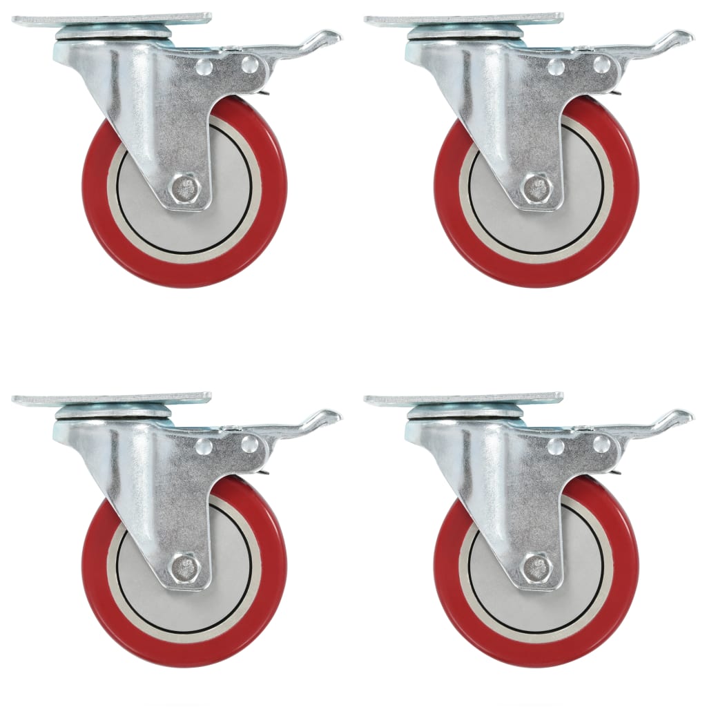 Roulettes pivotantes avec double frein 4 pcs 100 mm