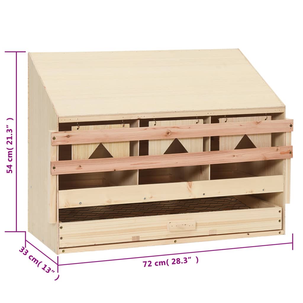 Kippenlegkast 2 compartimenten 63x40x45 cm massief grenenhout