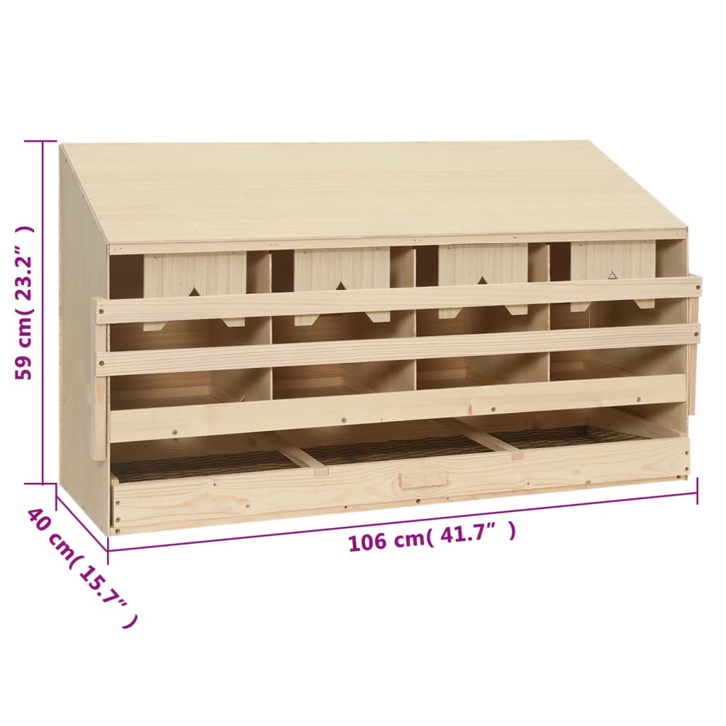 Kippenlegkast 3 compartimenten 72x33x38 cm massief grenenhout