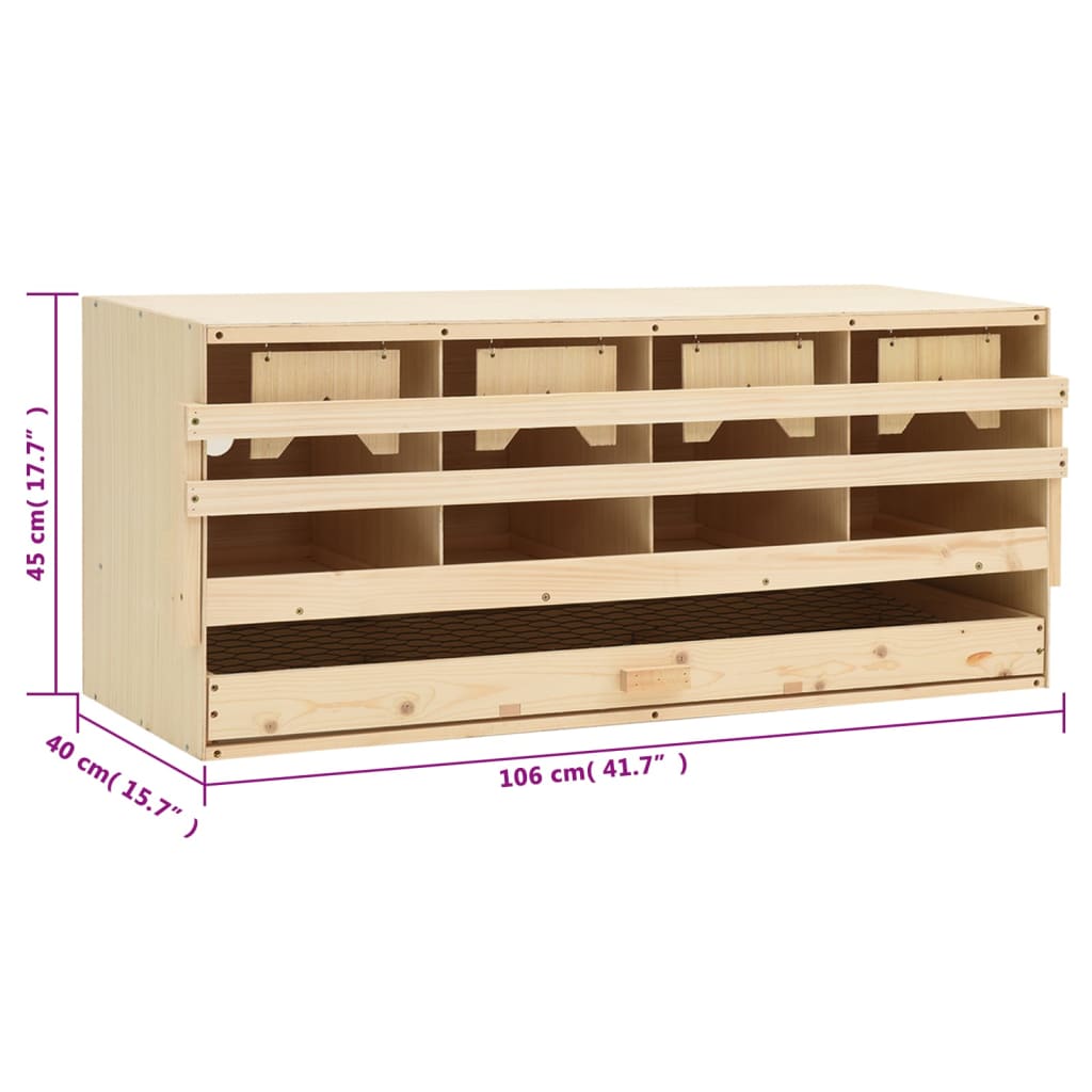 Kippenlegkast 2 compartimenten 63x40x45 cm massief grenenhout