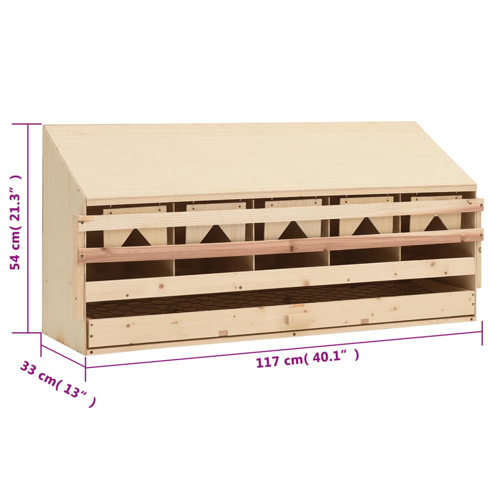 Kippenlegkast 2 compartimenten 63x40x45 cm massief grenenhout