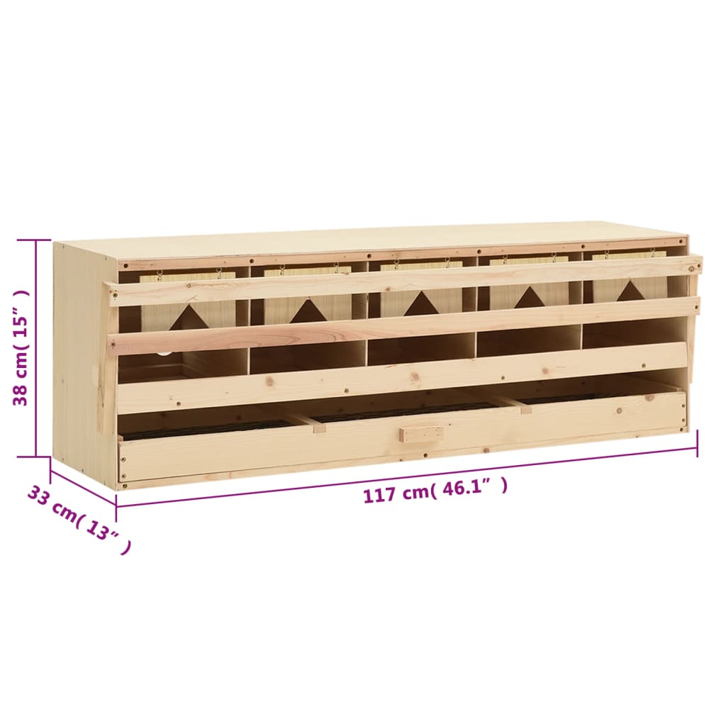 Kippenlegkast 3 compartimenten 72x33x38 cm massief grenenhout