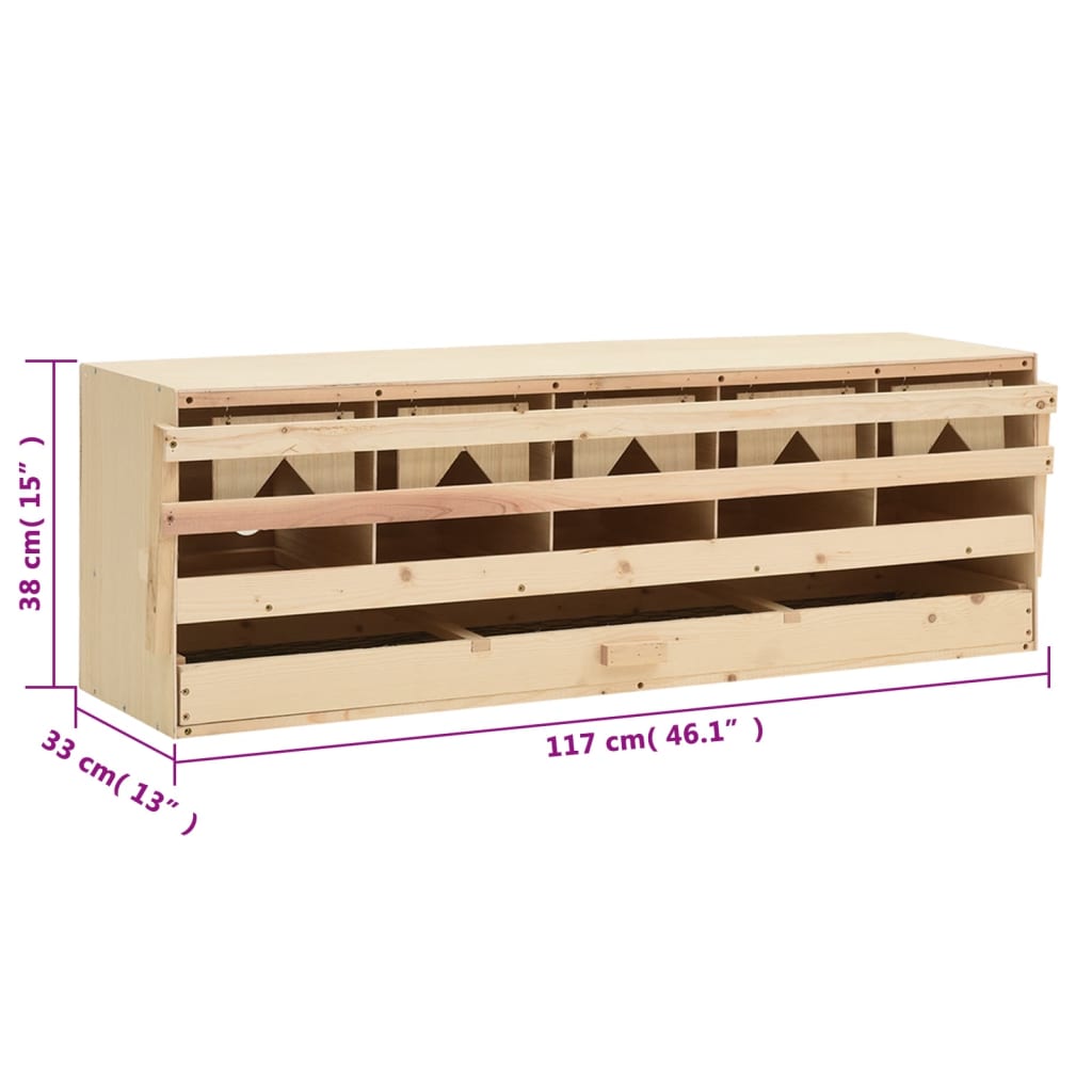 Kippenlegkast 2 compartimenten 63x40x45 cm massief grenenhout