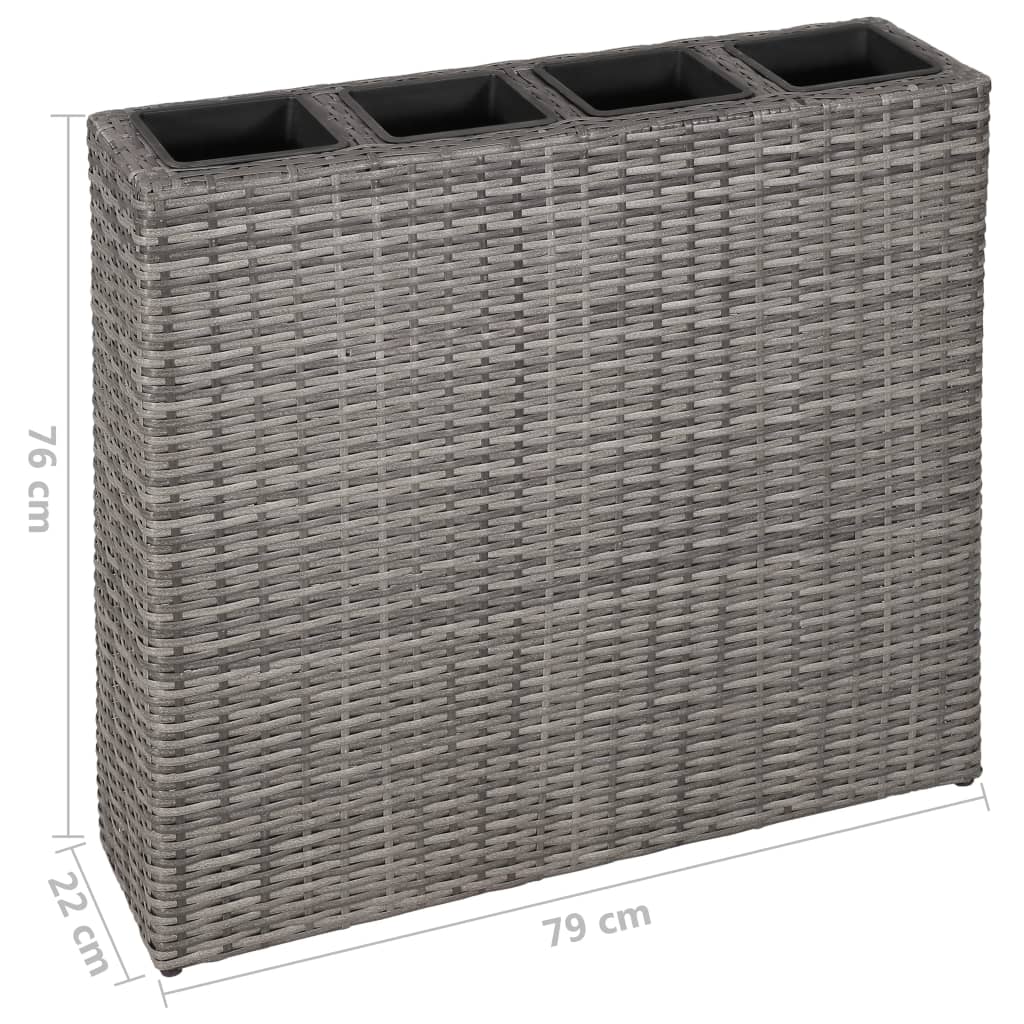 Plantenbak verhoogd met 4 potten poly rattan