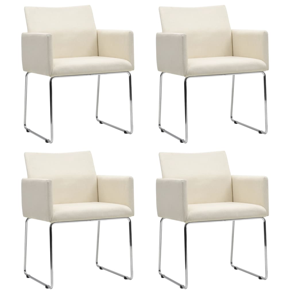 Chaises de salle à manger 2 pcs tissu aspect lin blanc