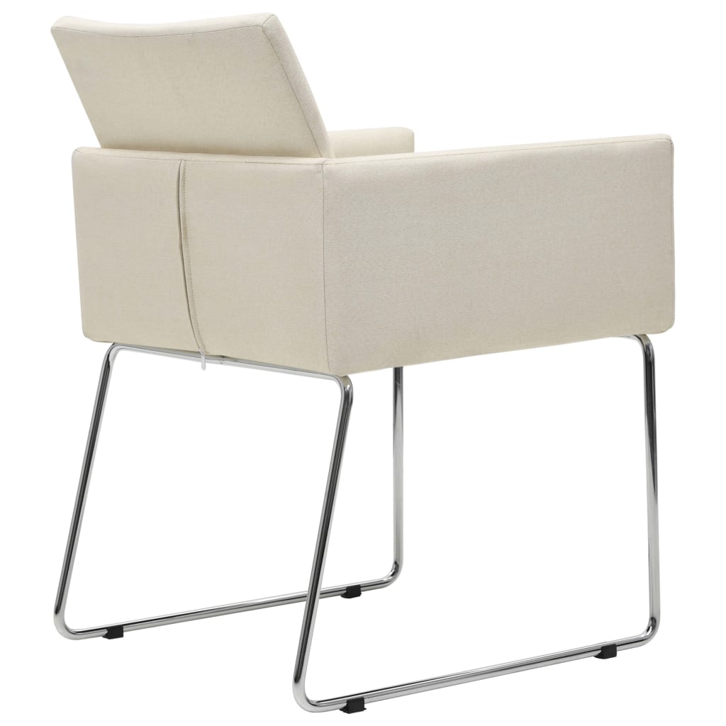 Chaises de salle à manger 2 pcs tissu aspect lin blanc