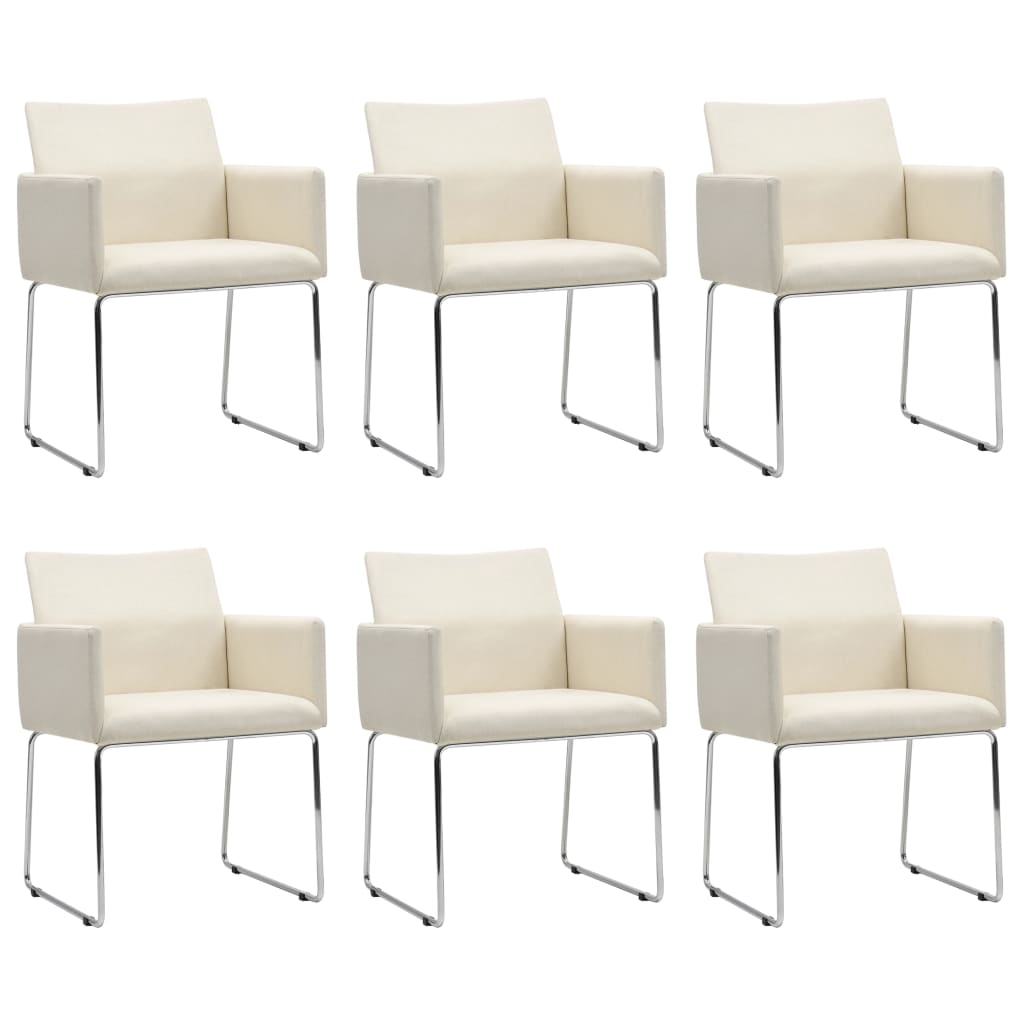 Chaises de salle à manger 2 pcs tissu aspect lin blanc