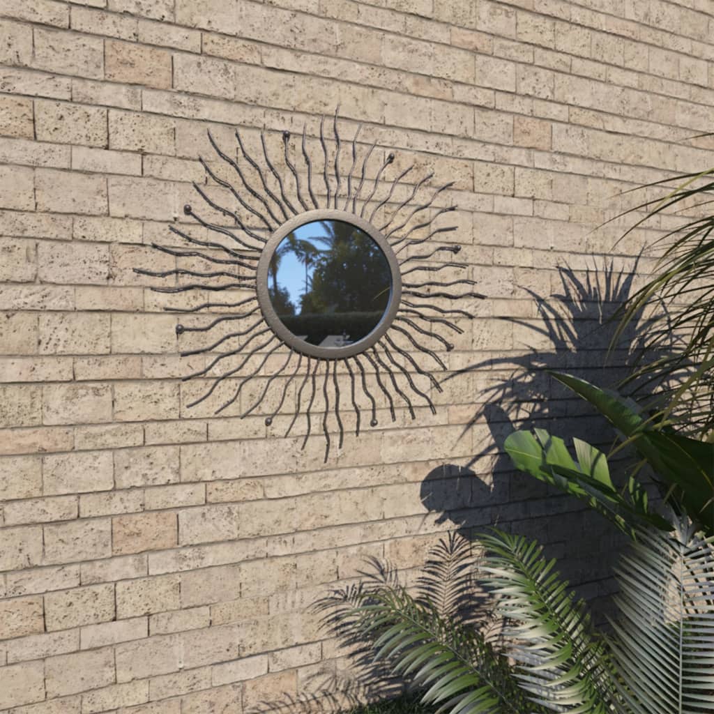 Miroir mural de jardin sunburst 80 cm noir