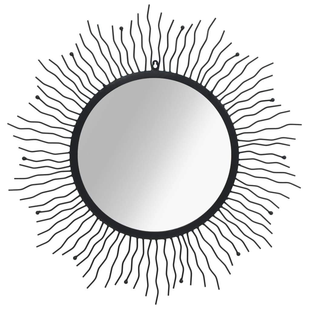 Miroir mural de jardin sunburst 80 cm noir