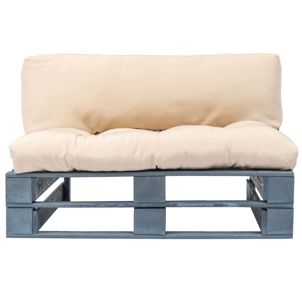 Palette de banc de jardin avec coussins en pin gris