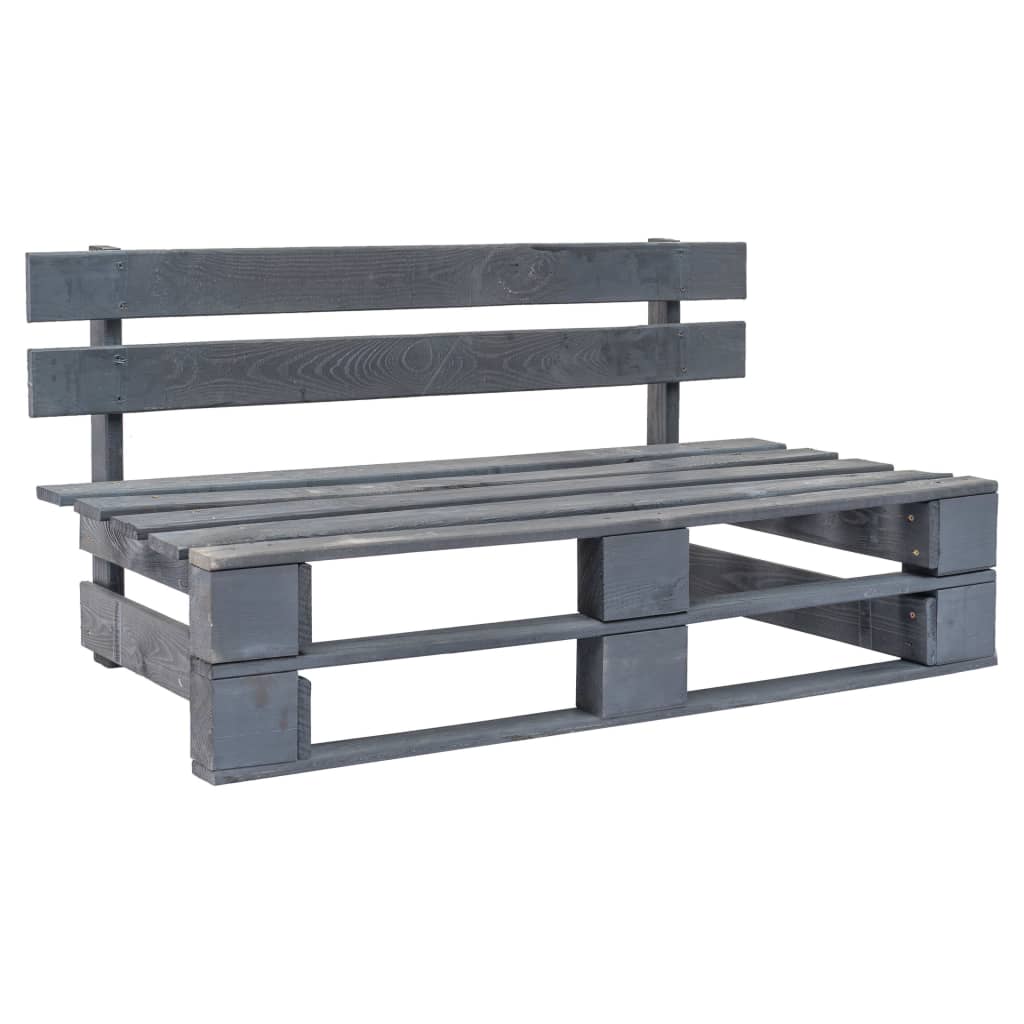 Palette de banc de jardin avec coussins en pin gris