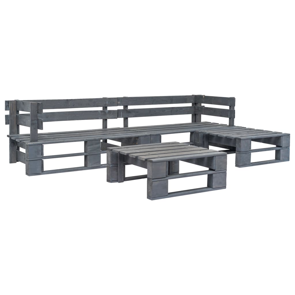 4-delige Loungeset pallet met rode kussens hout