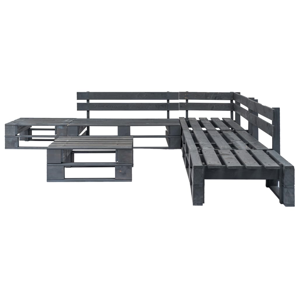 6-delige Loungeset pallet met rode kussens hout