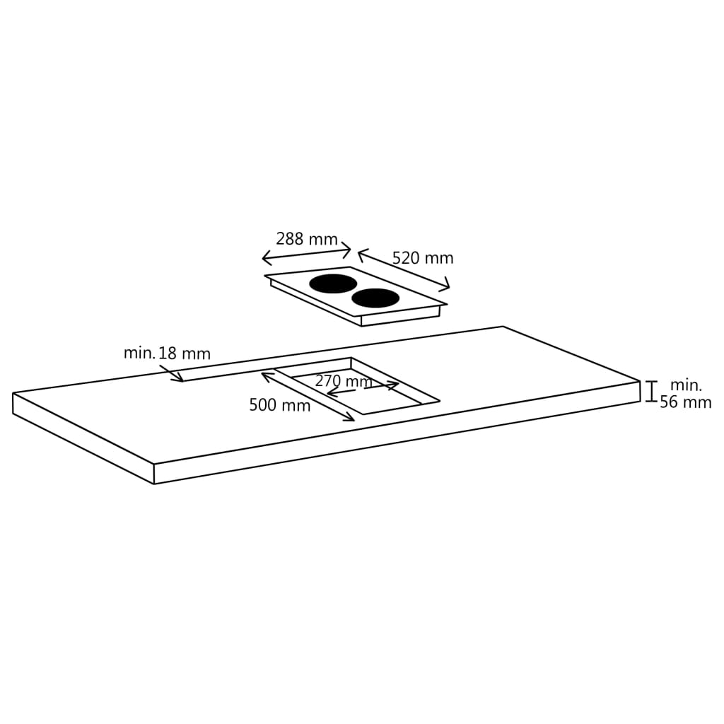 Inductiekookplaat met 2 kookzones aanraakbediening 3500 W glas