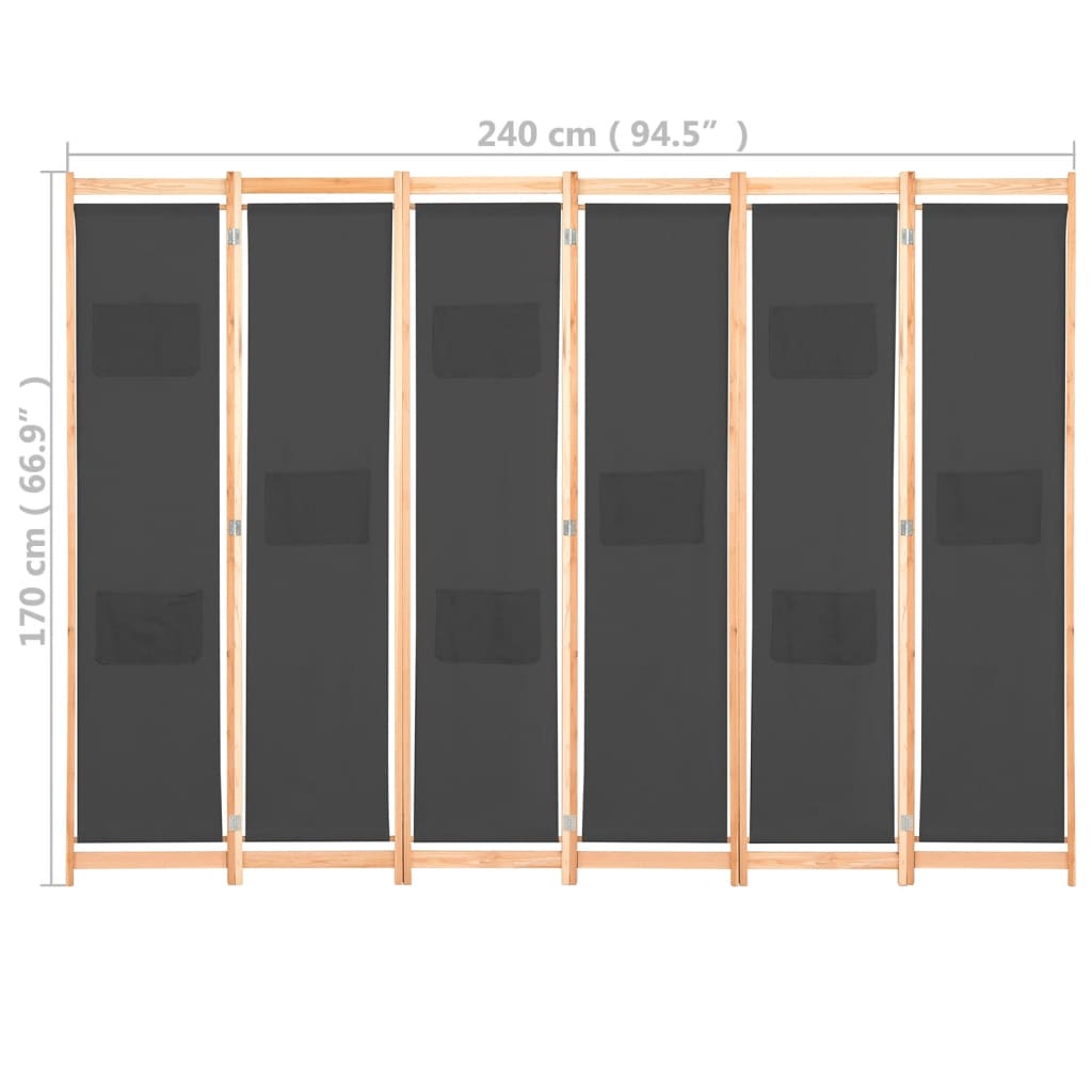 Kamerscherm met 5 panelen 200x170x4 cm stof