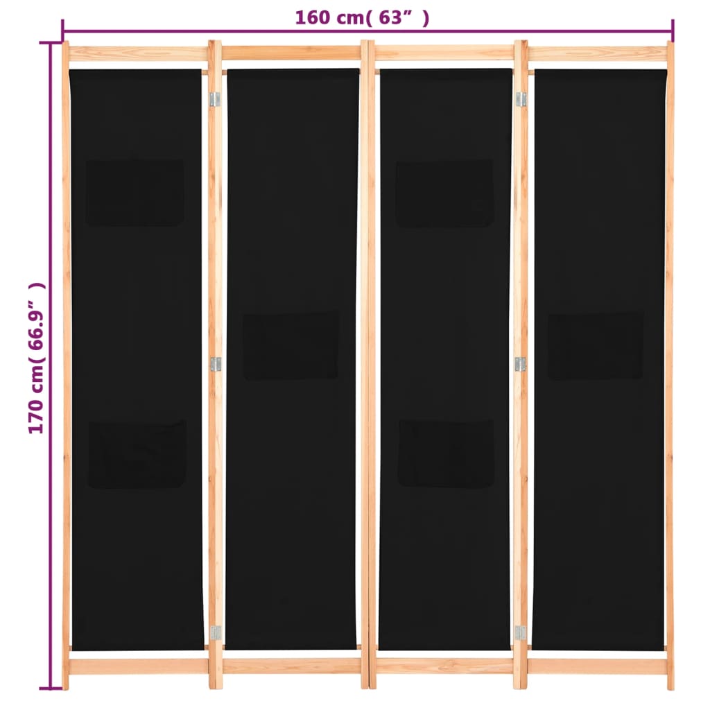 Kamerscherm met 5 panelen 200x170x4 cm stof