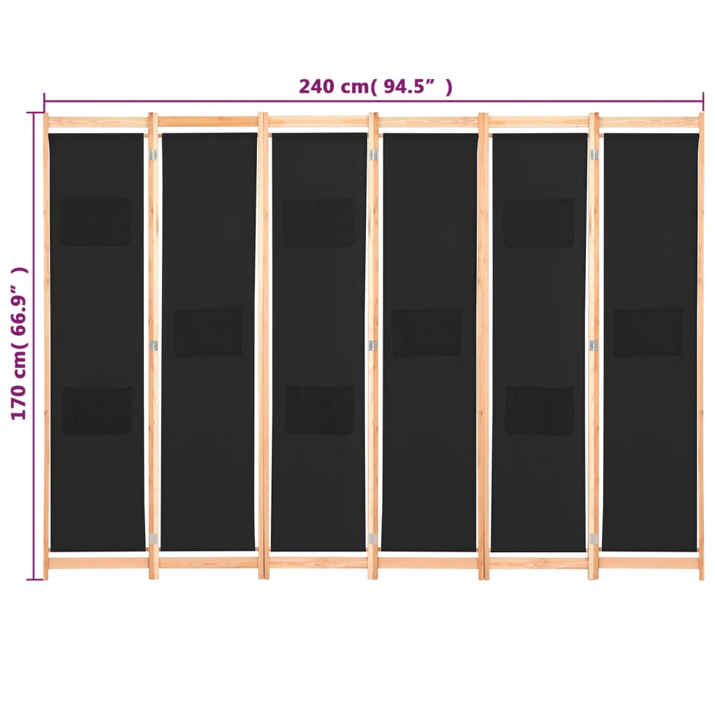 Kamerscherm met 5 panelen 200x170x4 cm stof