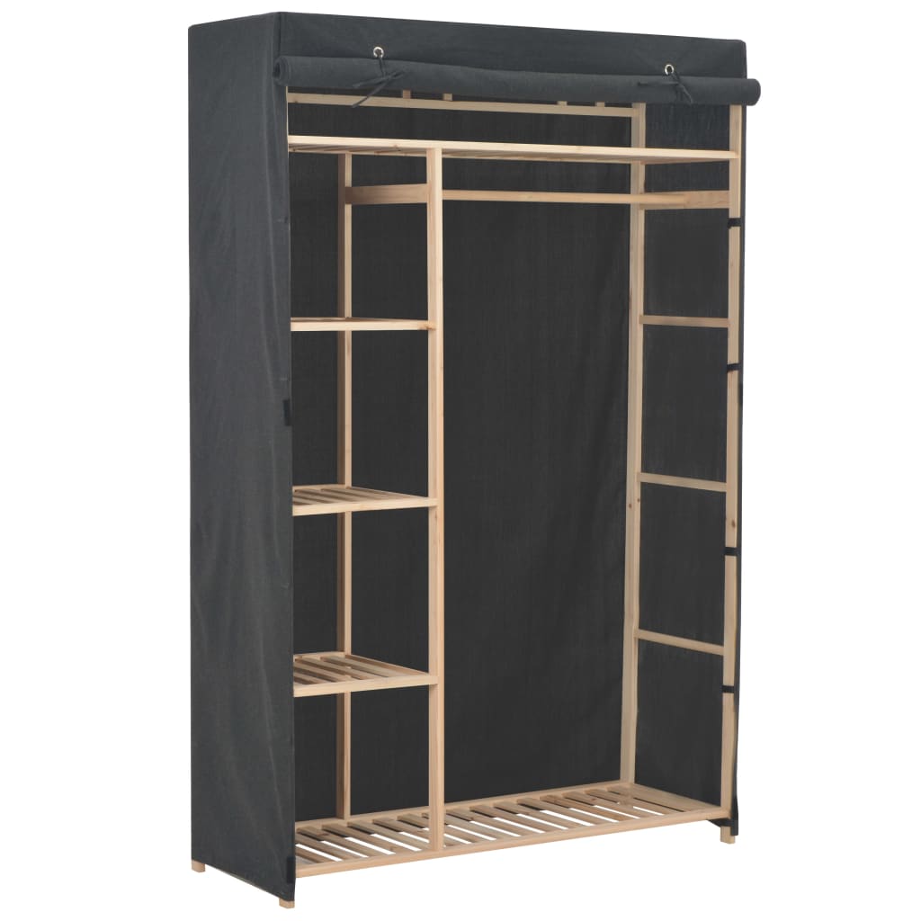 Armoire tissu et bois de pin 110x40x170 cm