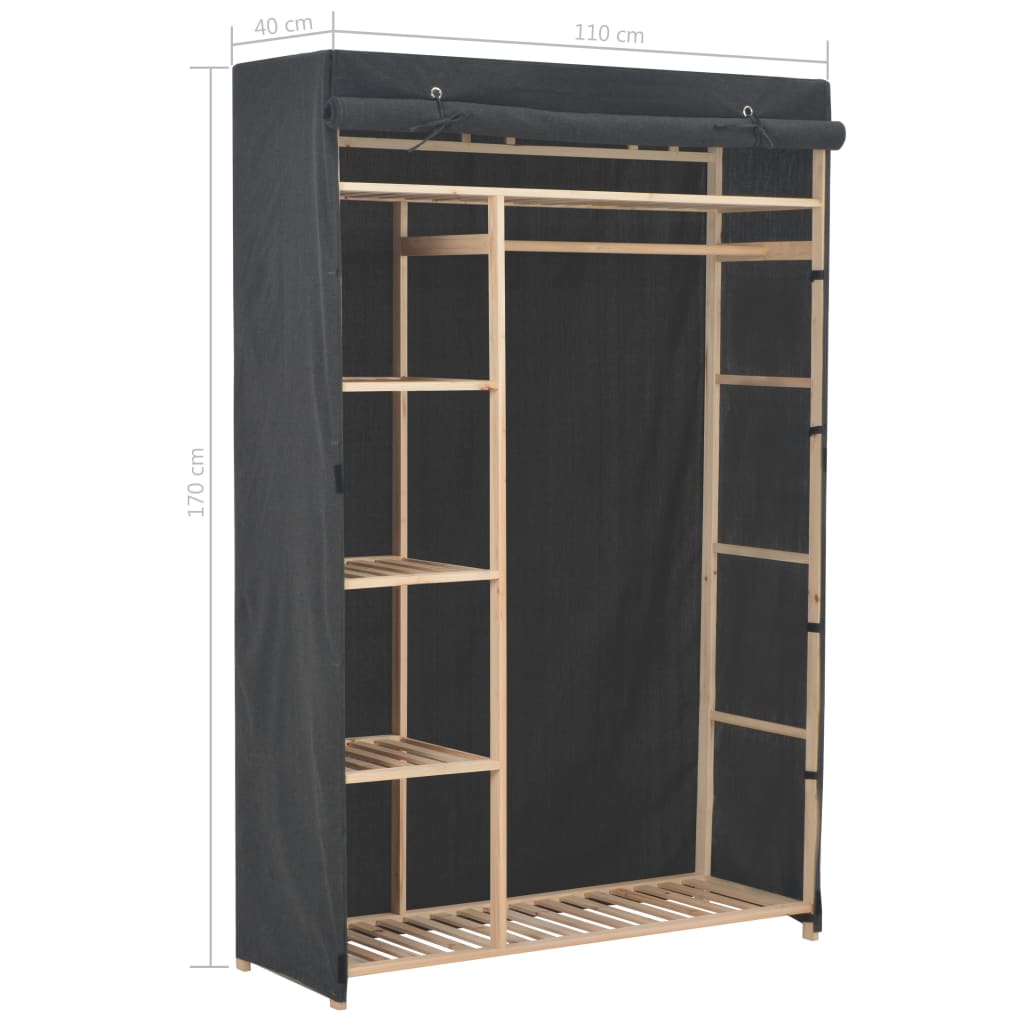 Armoire tissu et bois de pin 110x40x170 cm