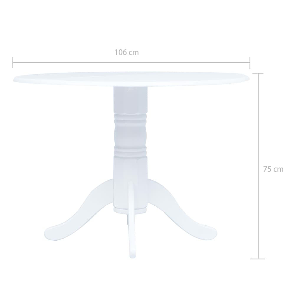 Table à manger 106 cm en hévéa massif blanc