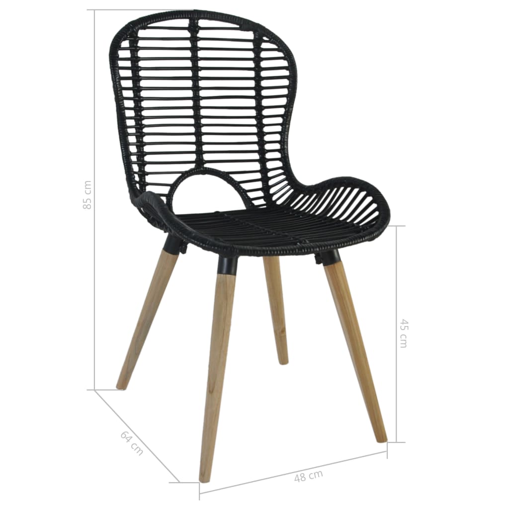 Eetkamerstoelen 2 st natuurlijk rattan