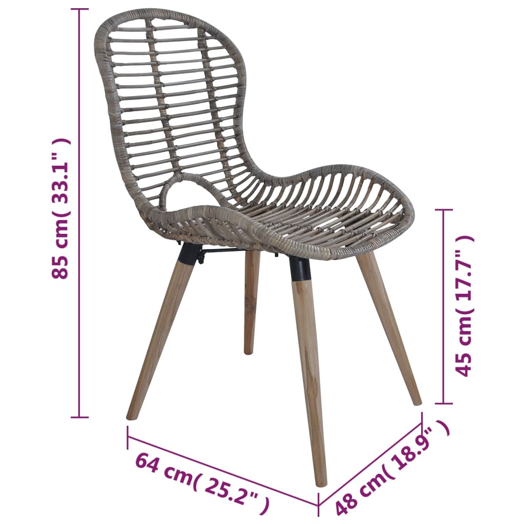 Eetkamerstoelen 2 st natuurlijk rattan