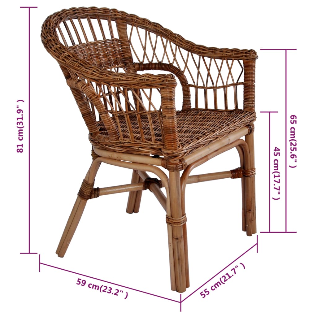 Tuinstoel natuurlijk rattan bruin