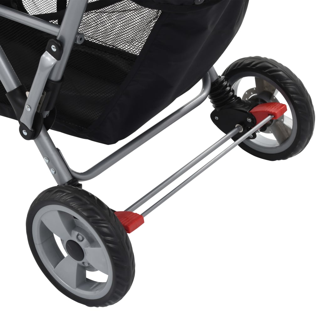 Kinderwagen dubbel staal en zwart