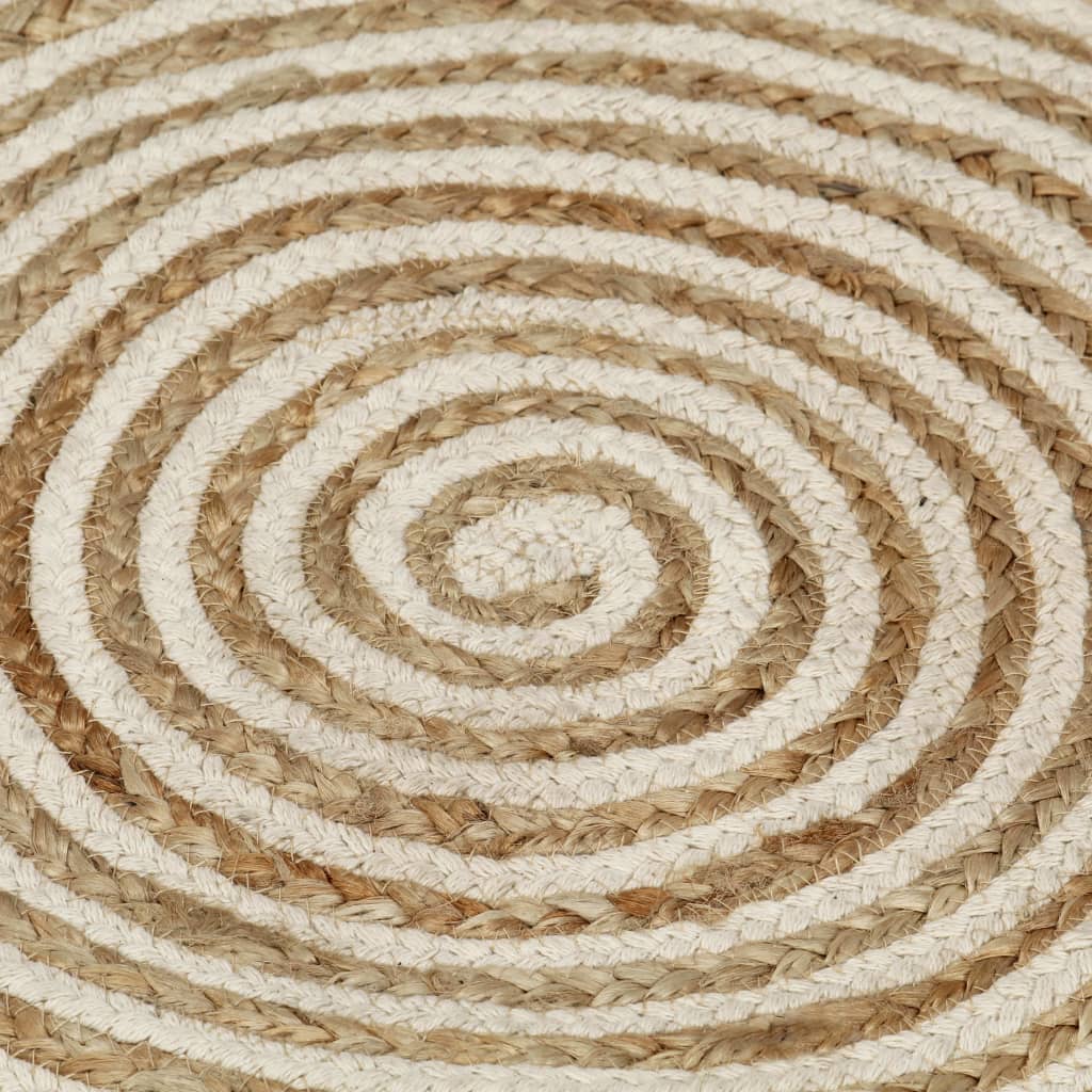 Tapis fait main avec motif spirale 90 cm jute blanc