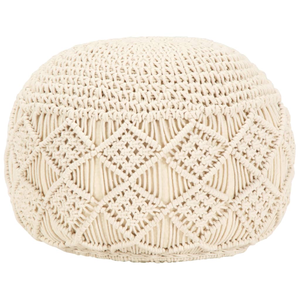 Pouf macramé fait main 45x30 cm coton