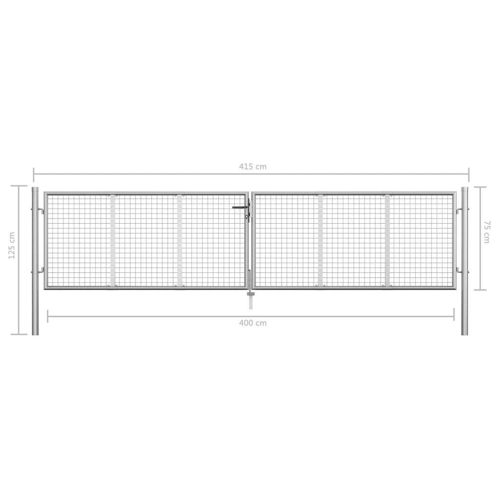 Poort 415x225 cm gegalvaniseerd staal zilverkleurig