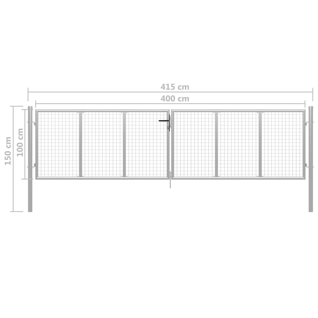 Poort 415x225 cm gegalvaniseerd staal zilverkleurig