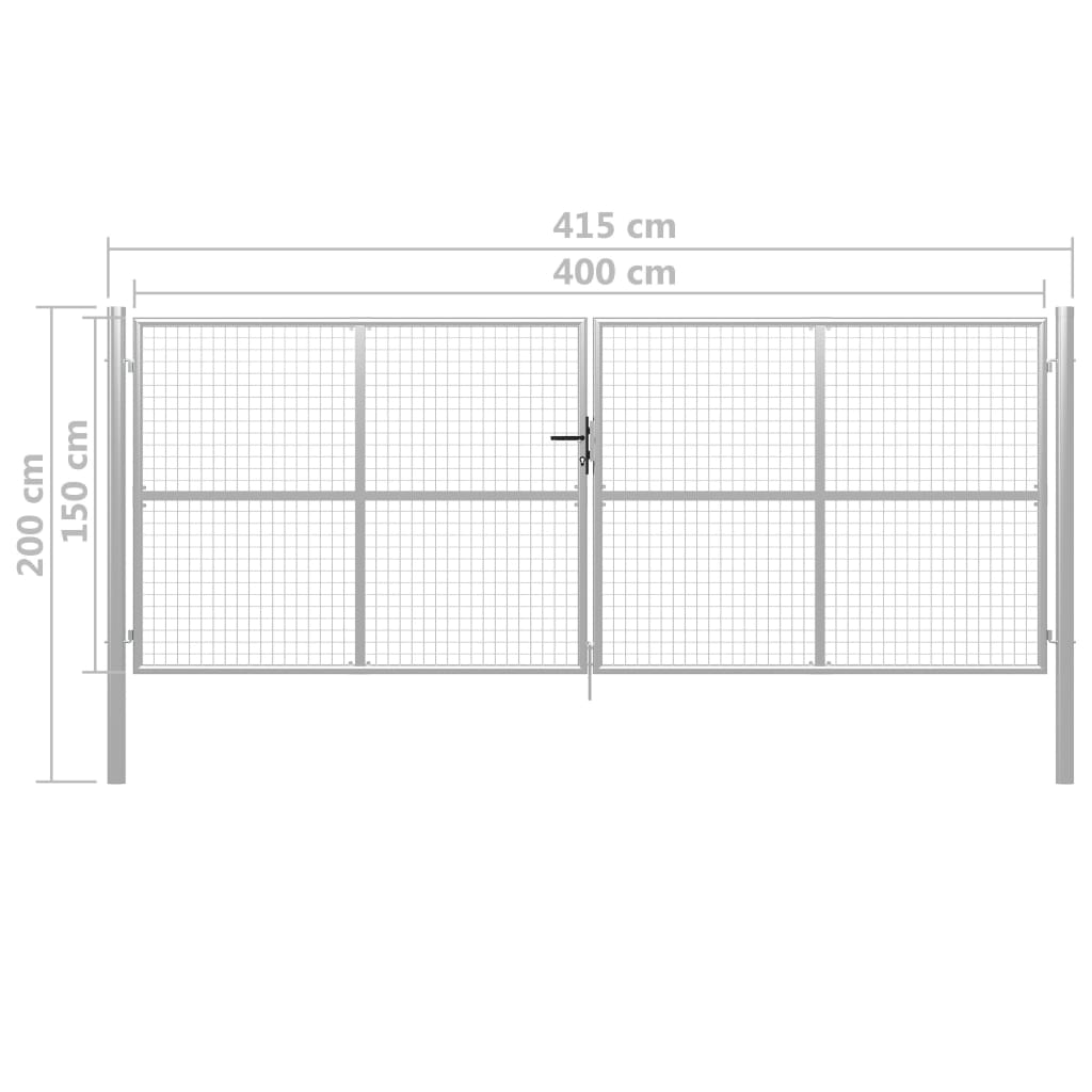 Poort 415x225 cm gegalvaniseerd staal zilverkleurig