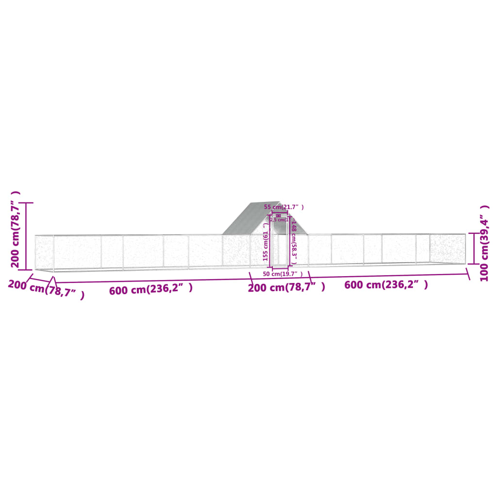 Poulailler 9x1x1,5 m en acier galvanisé