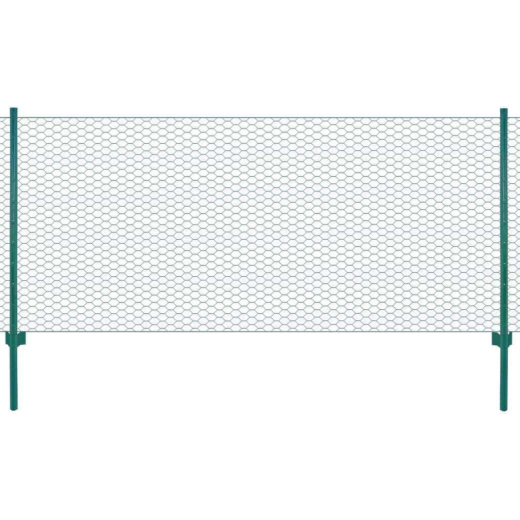 Draadgaashek met palen 25x0,75 m staal groen