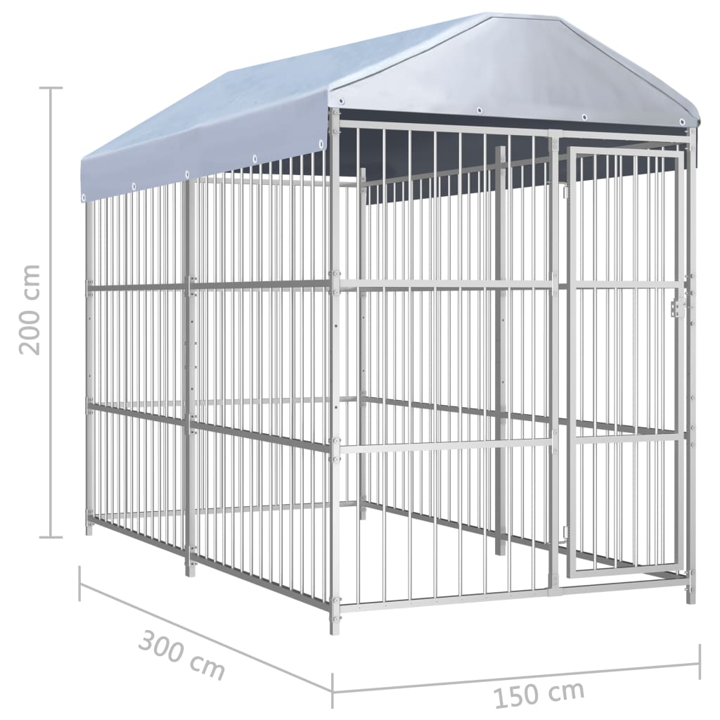 Hondenkennel voor buiten met dak 450x150x200 cm