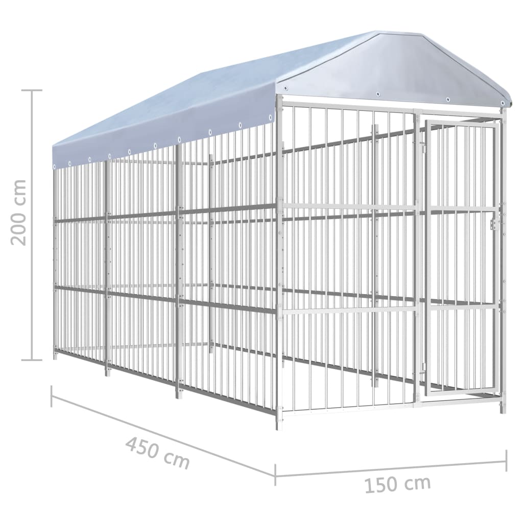 Hondenkennel voor buiten met dak 450x450x200 cm