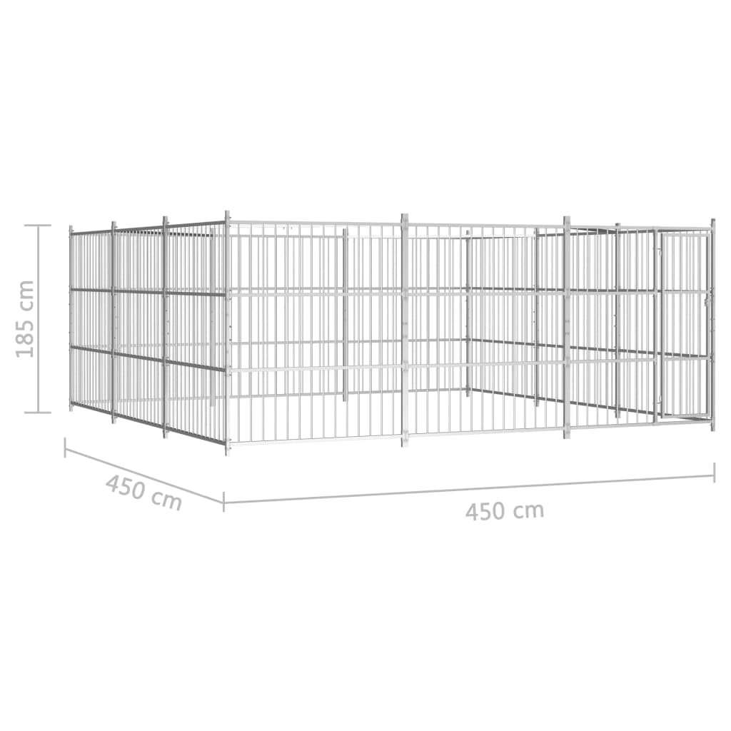 Hondenkennel voor buiten met dak 450x450x200 cm