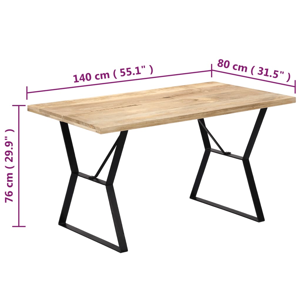 Table à manger 120x60x76 cm en bois de manguier massif