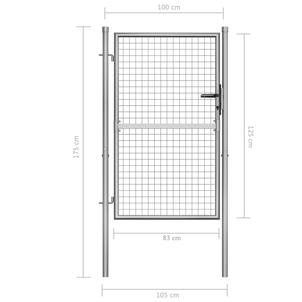 Portail 105x225 cm en acier galvanisé, couleur argent