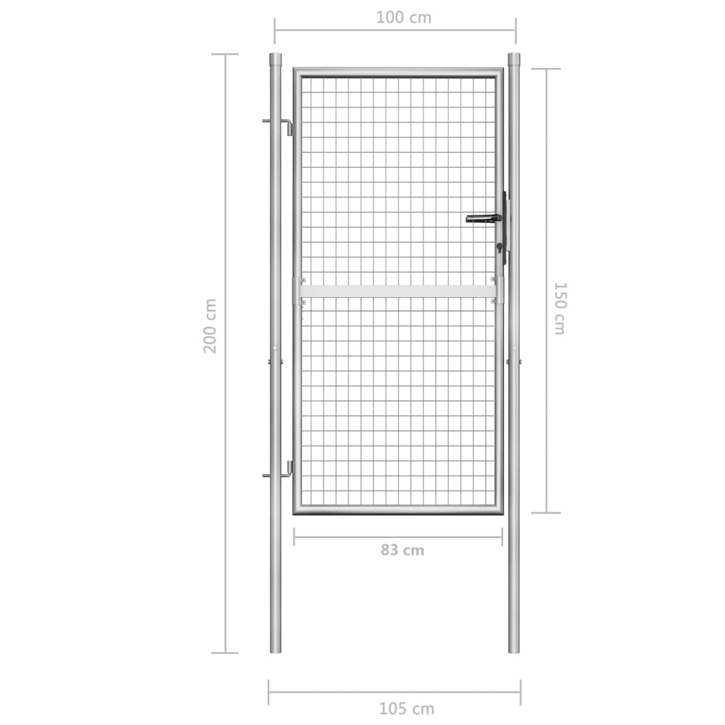 Portail 105x225 cm en acier galvanisé, couleur argent