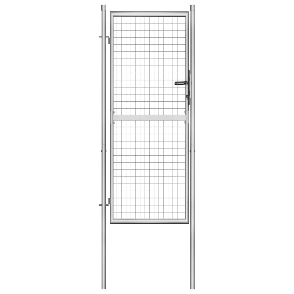 Portail 105x225 cm en acier galvanisé, couleur argent