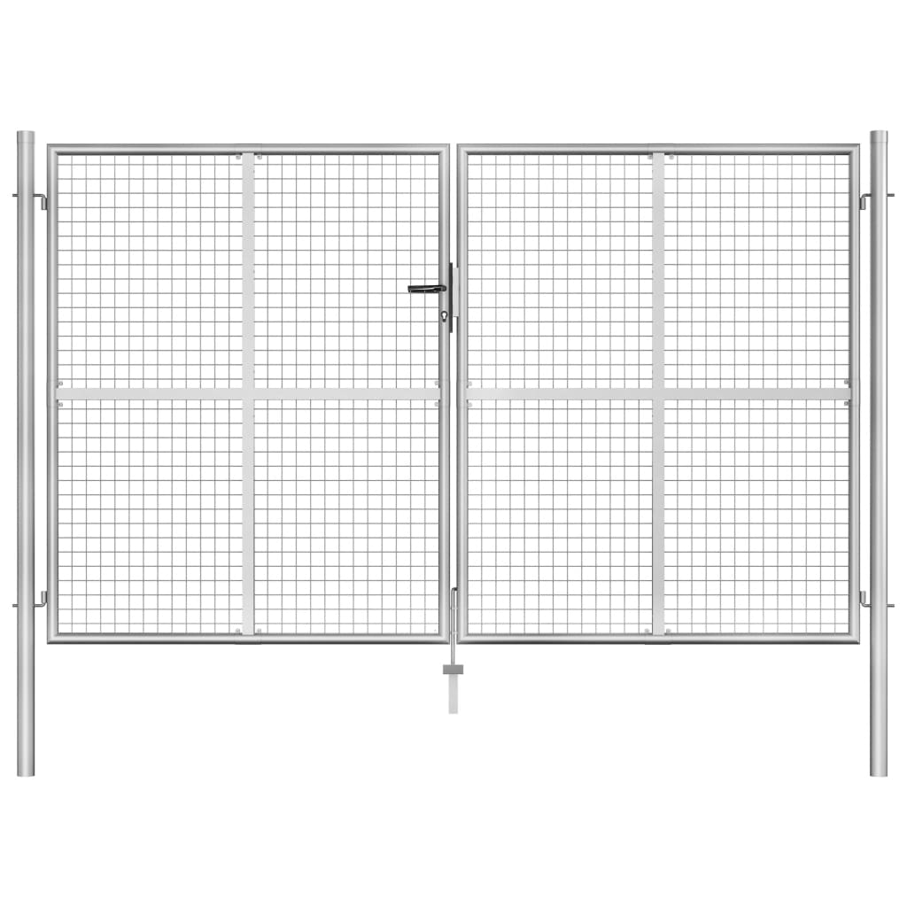 Poort 306x150 cm gegalvaniseerd staal zilverkleurig