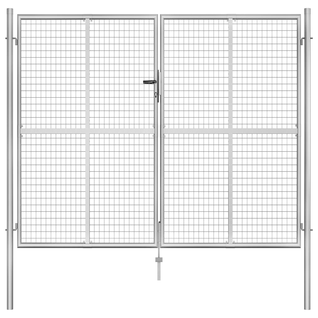 Portail 105x225 cm en acier galvanisé, couleur argent